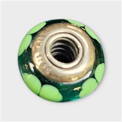 Authentic Pandora #790927 Kiss Me, I'm Irish Clover Murano Glass Bead